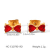 Stainless Steel Bow Geometric Zircon Inlaid Women's Ins Style 18K Goldplated Earrings