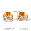 Stainless Steel Bow Geometric Zircon Inlaid Women's Ins Style 18K Goldplated Earrings