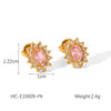 Stainless Steel Bow Geometric Zircon Inlaid Women's Ins Style 18K Goldplated Earrings