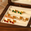 Stainless Steel Bow Geometric Zircon Inlaid Women's Ins Style 18K Goldplated Earrings