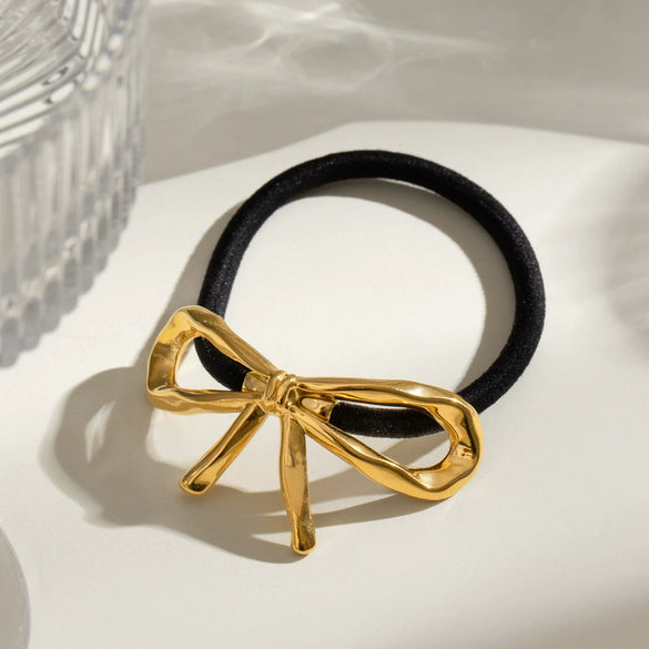 Stainless Steel Bow Hair Loop Headwear High Elasticity Geometric Electroplated Hair Accessories