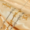 Stainless Steel Bow Jewelry Set With Electroplating Earrings Necklaces Ring For Women