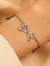 Stainless Steel Bow Jewelry Set With Electroplating Earrings Necklaces Ring For Women