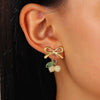 Stainless Steel Bow Jewelry Set With Electroplating Earrings Necklaces Ring For Women