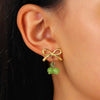 Stainless Steel Bow Jewelry Set With Electroplating Earrings Necklaces Ring For Women