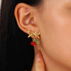 Stainless Steel Bow Jewelry Set With Electroplating Earrings Necklaces Ring For Women