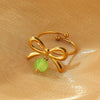 Stainless Steel Bow Jewelry Set With Electroplating Earrings Necklaces Ring For Women