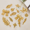 Stainless Steel Bow Leaves Pendant Accessories For Necklace And Bracelet Making Electroplated Waterproof