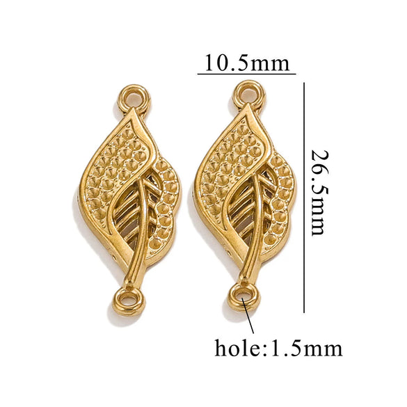 Stainless Steel Bow Leaves Pendant Accessories For Necklace And Bracelet Making Electroplated Waterproof