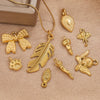 Stainless Steel Bow Leaves Pendant Accessories For Necklace And Bracelet Making Electroplated Waterproof