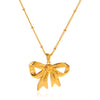 Stainless Steel Bow Necklace Handmade Polished Electroplated Women's Style