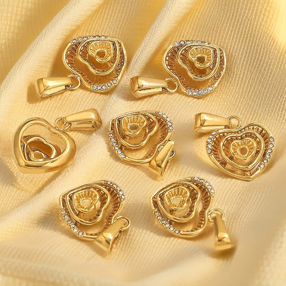Stainless Steel Bow Pattern Vacuum Plating Crystal Diamond Pendant Jewelry Accessories