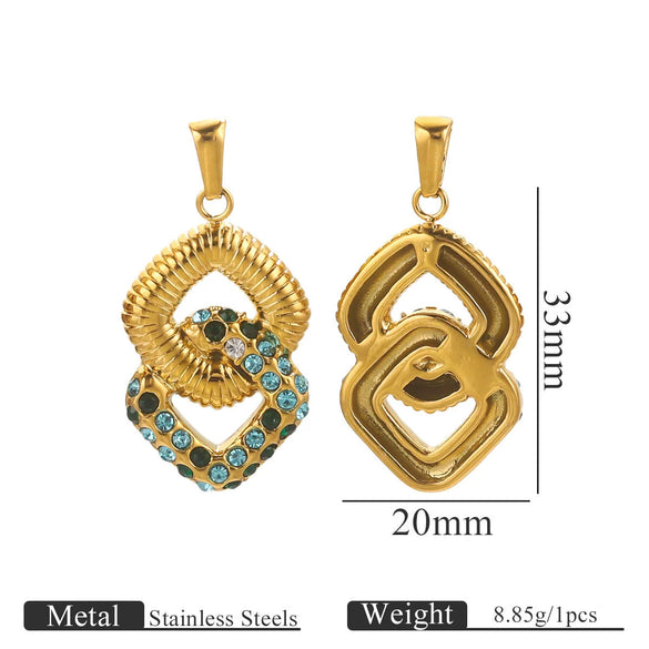 Stainless Steel Bow Pattern Vacuum Plating Crystal Diamond Pendant Jewelry Accessories