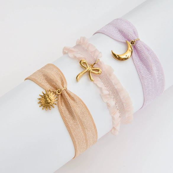 Stainless Steel Bow Patterned Bracelet Electroplated Hand Jewelry For Women Sweet Style