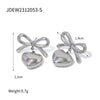 Stainless Steel Bow Pendant Earrings Electroplated For Women