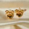 Stainless Steel Bow Pendant Earrings Electroplated For Women