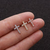 Stainless Steel Bow Pendant Zircon Earrings
