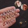 Stainless Steel Bow Pendant Zircon Earrings
