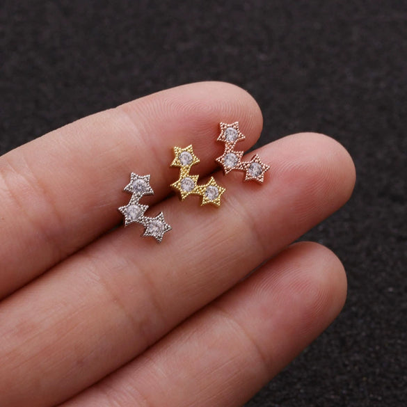 Stainless Steel Bow Pendant Zircon Earrings