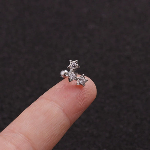 Stainless Steel Bow Pendant Zircon Earrings