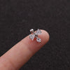 Stainless Steel Bow Pendant Zircon Earrings