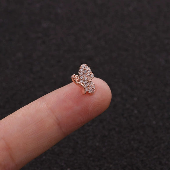 Stainless Steel Bow Pendant Zircon Earrings