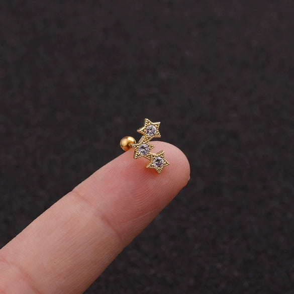 Stainless Steel Bow Pendant Zircon Earrings