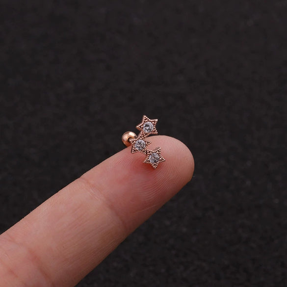 Stainless Steel Bow Pendant Zircon Earrings