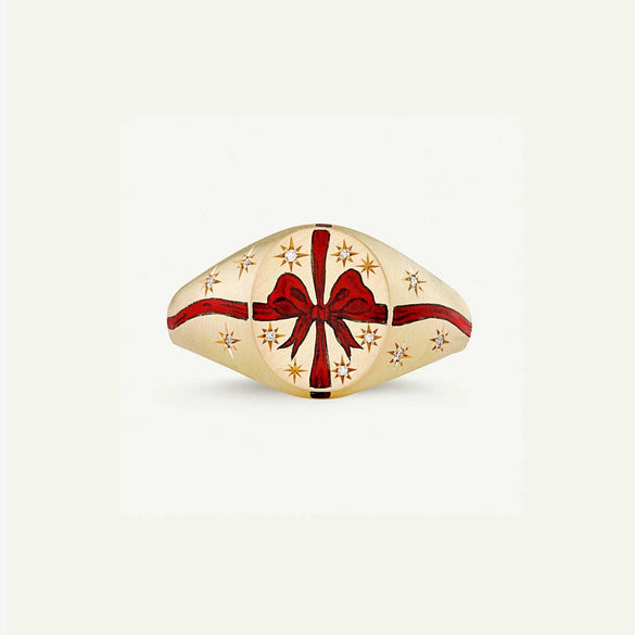 Stainless Steel Bow Ring Earrings Electroplated Light Luxury Personality Design