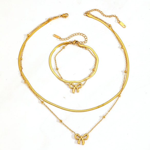 Stainless Steel Bow Shape Bead Clip Anklet Jewelry