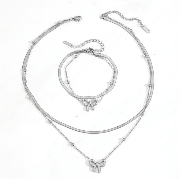 Stainless Steel Bow Shape Bead Clip Anklet Jewelry