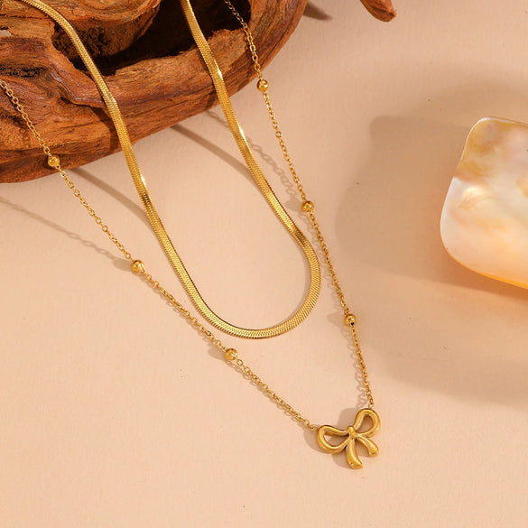 Stainless Steel Bow Shape Bead Clip Anklet Jewelry