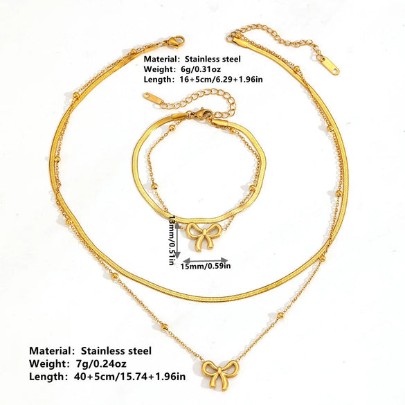 Stainless Steel Bow Shape Bead Clip Anklet Jewelry