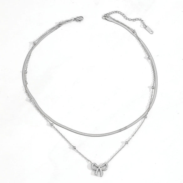 Stainless Steel Bow Shape Bead Clip Anklet Jewelry
