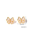 Stainless Steel Bow Stud Earrings With Diamond Pattern Light Luxury Style Electroplated