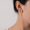 Stainless Steel Bow Stud Earrings With Diamond Pattern Light Luxury Style Electroplated
