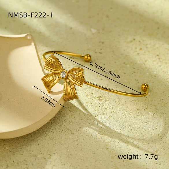 Stainless Steel Bow Tie Fashion Women's Jewelry Necklace Earrings Ring Suit With Electroplating