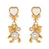 Stainless Steel Bow Tie Geometric Earrings With Electroplating For Women
