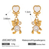 Stainless Steel Bow Tie Geometric Earrings With Electroplating For Women