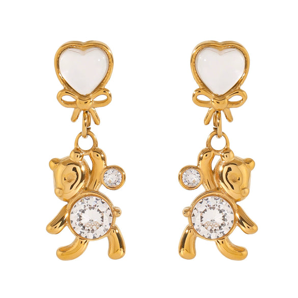 Stainless Steel Bow Tie Geometric Earrings With Electroplating For Women