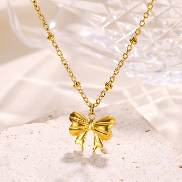 Stainless Steel Bow Tie Necklace Jewelry