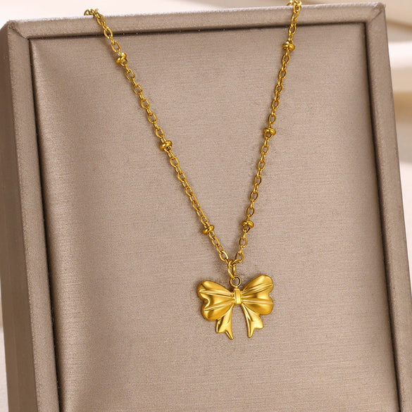 Stainless Steel Bow Tie Necklace Jewelry