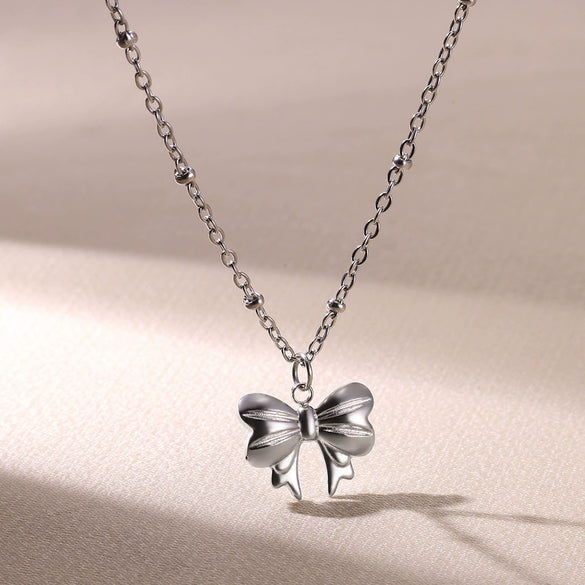 Stainless Steel Bow Tie Necklace Jewelry