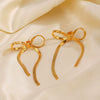 Stainless Steel Bow Women's Earrings 18K Gold Plated Electroplated