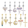 Stainless Steel Bow Zircon Unisex Body Piercing Jewelry Navel Ring