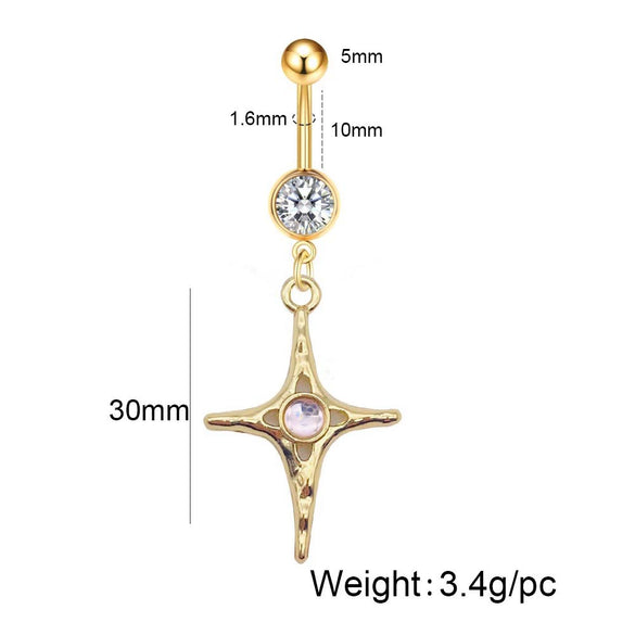 Stainless Steel Bow Zircon Unisex Body Piercing Jewelry Navel Ring
