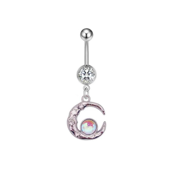 Stainless Steel Bow Zircon Unisex Body Piercing Jewelry Navel Ring