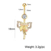 Stainless Steel Bow Zircon Unisex Body Piercing Jewelry Navel Ring