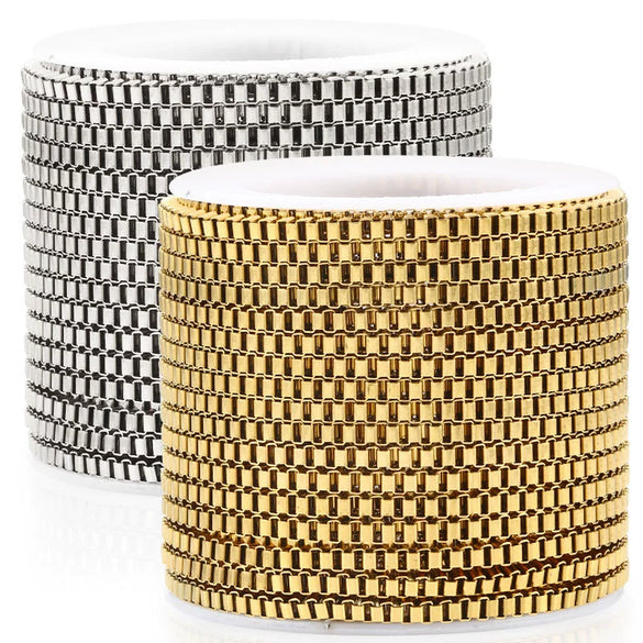 Stainless Steel Box Chain Vacuum Plated Real Gold Color Retention Diy Necklace Sweater Chain Bracelet