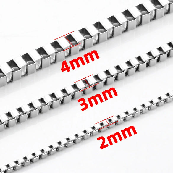 Stainless Steel Box Chain Vacuum Plated Real Gold Color Retention Diy Necklace Sweater Chain Bracelet